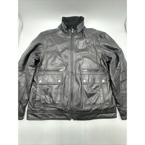 Michael Kors XL Leather Mens Jacket Bomber Zip Front Pockets worm Insulated READ